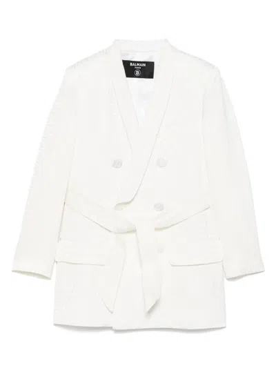 Balmain Double-breasted Jacket In White