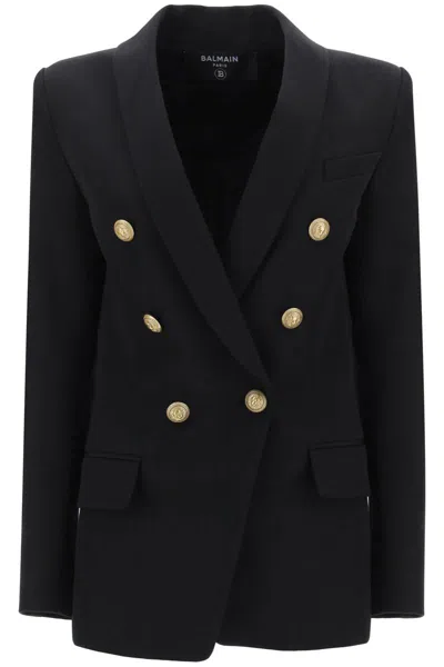 Balmain Double-breasted Jacket With Shaped Cut In Multicolor