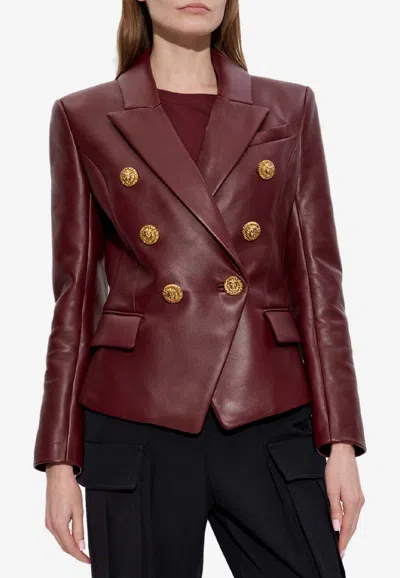 BALMAIN DOUBLE-BREASTED LEATHER BLAZER