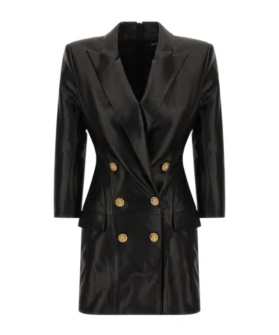 BALMAIN BALMAIN DOUBLE BREASTED LEATHER BLAZER DRESS