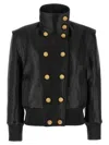 BALMAIN BALMAIN DOUBLE-BREASTED LEATHER BOMBER JACKET