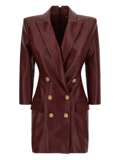 Balmain Tailored Blazer Style Dress In Brown