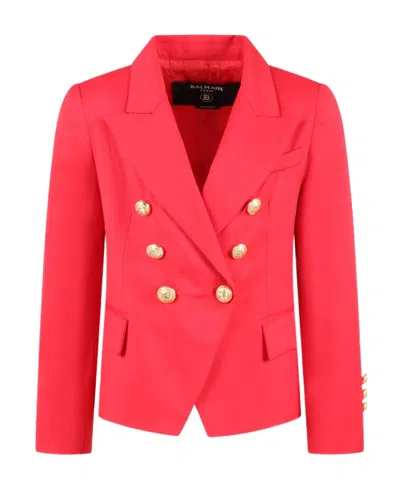 Balmain Double-breasted Long-sleeved Blazer In Orange