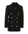 Balmain Double-breasted Long-sleeved Coat In Black