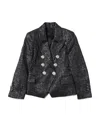 Balmain Double-breasted Metallic Blazer In Black