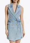 Balmain Tailored Denim Vest Dress