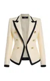 Balmain One Button Fitted Natte Jacket Clothing In White