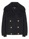 Balmain Double-breasted Peacoat In Black