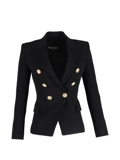 Pre-owned Balmain Double-breasted Peak-lapel Blazer In Black