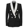 Balmain Double-breasted Shawl Collar Blazer In Black And White Wool Viscose In Black