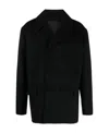 Balmain Double Breasted Short Coat In Black