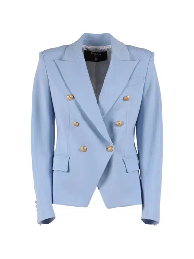 Balmain Kids' Double-breasted Six-button Blazer In Blue