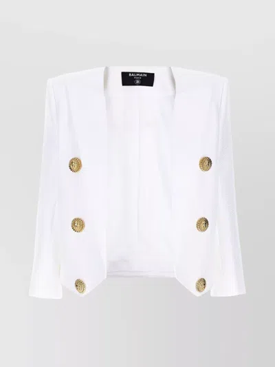Balmain Buttoned Cropped Blazer In White