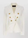 Balmain Double-breasted Structured Denim Blazer With Peak Lapel In White