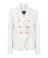 Balmain White Double-breasted Jacket With Peak Lapels And Logo Buttons In Fabric Women In White