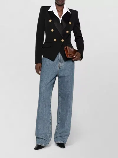 Balmain Double Breasted Suit Gold Tone Buttons In Black