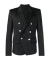 Balmain Double-breasted Wool-blend Blazer In Black