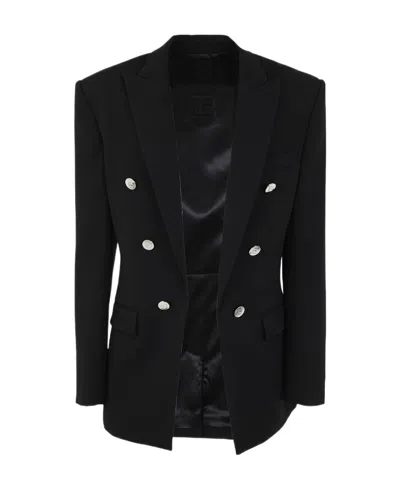 Balmain Button-embellished Wool Blazer In Black