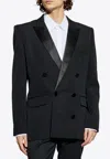 Balmain Double-breasted Tuxedo Blazer In Black
