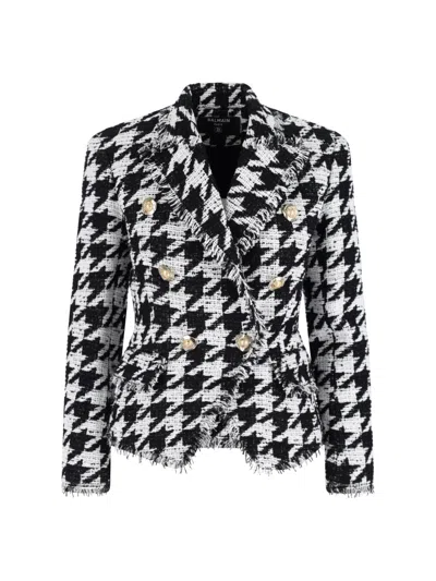 Balmain Double-breasted Tweed Blazer In Multi