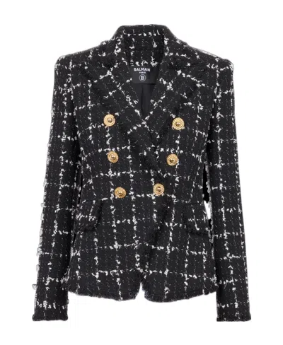 BALMAIN BALMAIN CHECK TWEED 6-BUTTON JACKET