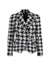 Balmain Distressed Lapel Jacket Structured Shoulders In White