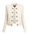 Balmain Double-breasted Tweed Jacket In White
