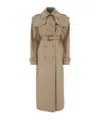 Balmain Double-breasted Twill Maxi Coat In Nude