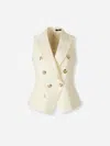 Balmain Double-breasted Vest In Neutral