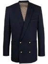 Balmain Double-breasted Virgin-wool Blazer In Blau