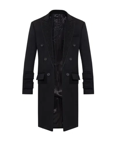 Balmain Double-breasted Virgin-wool Coat In Black