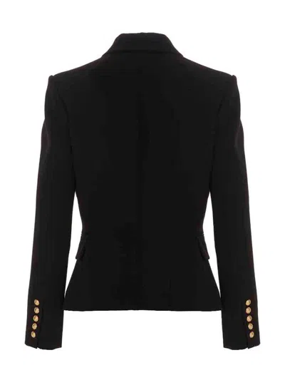 Balmain Double-breasted Virgin Wool Jacket In Black