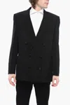 Balmain Double-breasted Wool Blazer In Black