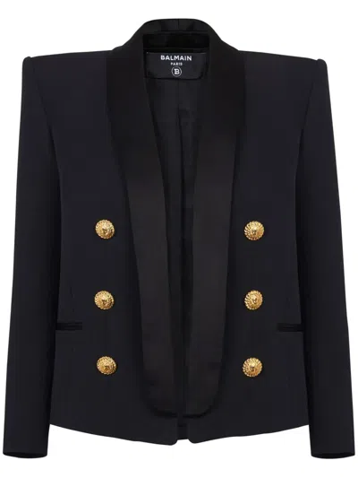 Balmain Boxy Wool Jacket In Black
