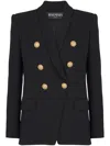 Balmain Double-breasted Wool Jacket Featuring Peak Lapels In Black