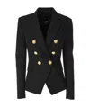 Balmain Black Double-breasted Jacket With Branded Buttons And Asymmetric Cut In Wool Woman In Black