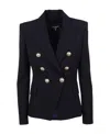 Balmain Black Double-breasted Jacket With Branded Buttons And Asymmetric Cut In Wool Woman In Black