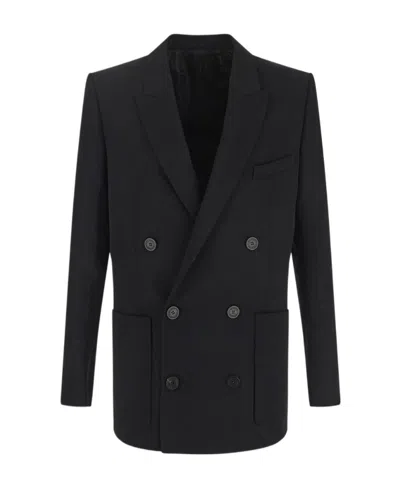 Balmain Double-breasted Wool Blazer In Black