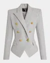 Balmain Wool-blend Jersey Double-breasted Blazer In Gray