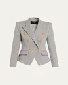 Balmain Wool-blend Jersey Double-breasted Blazer In Gray
