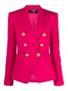 Balmain Double-breasted Wool Blazer In Pink