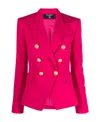 Balmain Double-breasted Grain De Poudre Cotton Blazer In Red