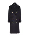 Balmain Oversized Double Breasted Wool Coat In Black