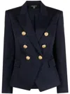 Balmain Black Double-breasted Jacket With Branded Buttons And Asymmetric Cut In Wool Woman