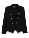 Balmain Double Breast Blazer Jacket With Logo Buttons In Black