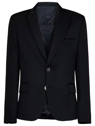 Balmain Double-breasted Wool Jacket In Black