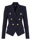 Balmain Double-breasted Wool Jacket In Blue