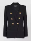 Balmain Double-breasted Wool Jacket Featuring Peak Lapels In Black