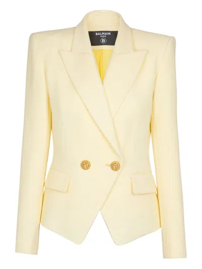 Balmain Double-button Blazer In Yellow