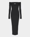 Balmain Double Collar Knit Zipped Midi Dress In Black